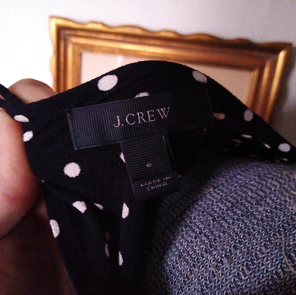 J. CREW Black and White Polka Dot Long Sleeve Blouse - Picture 6 of 7